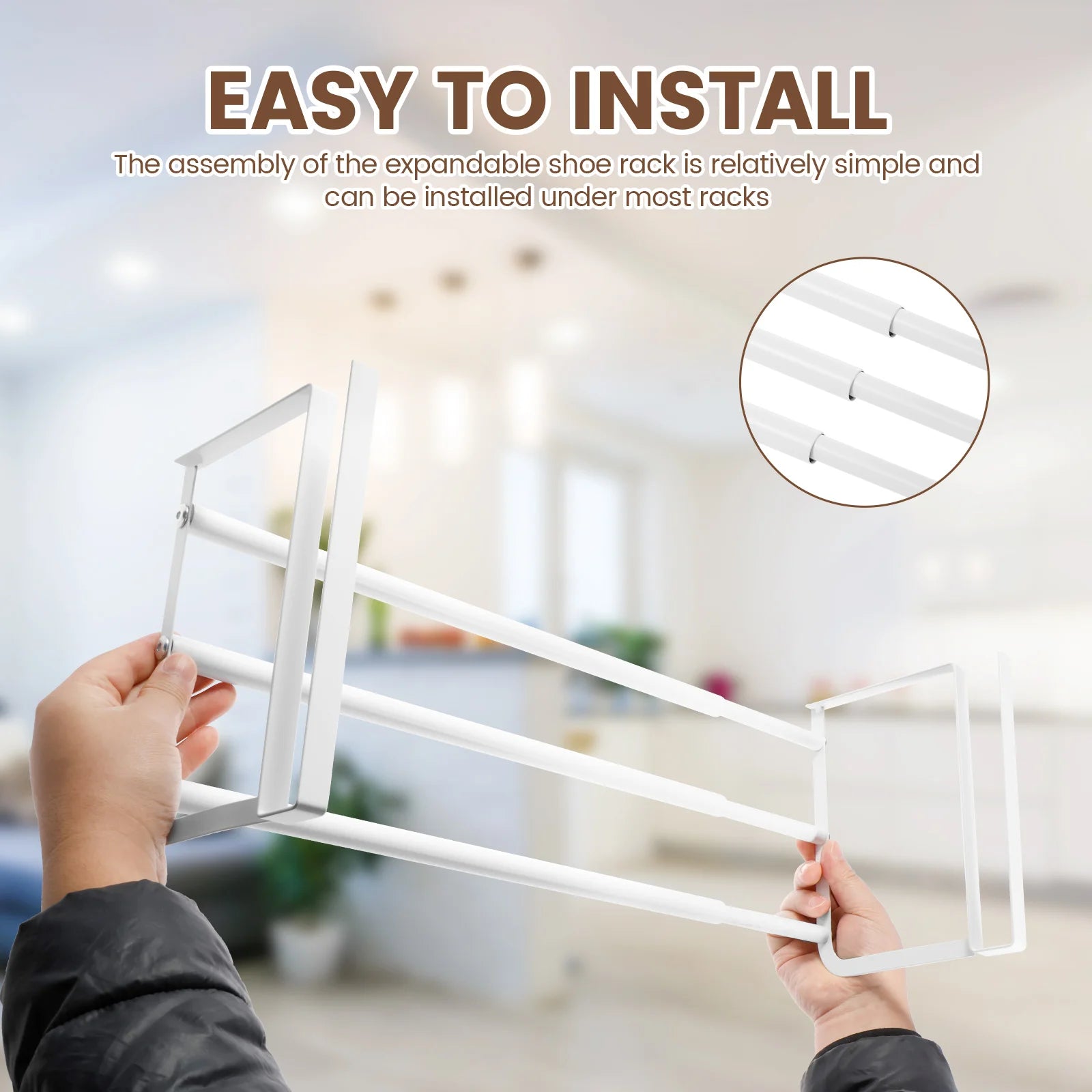 Extendable Under Cabinet Organizer Shelf Steel Under Desk Storage Rack Multipurpose Kitchen Household Hanging Storage Basket