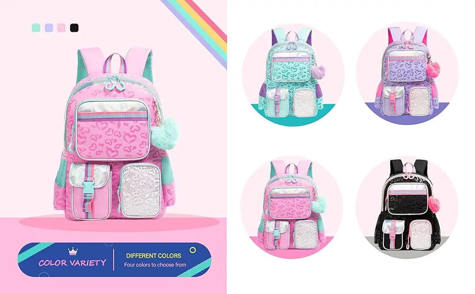 Meetbelify Backpack for Girls Schoolbag Aesthetic Backpack for Elementary Student Teen Girls Bookbag with Lunchbox and Penbag