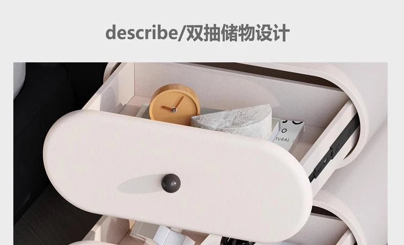 Cream Style Bedside Tables Creative Trendy Space Saving Nightstands Modern Luxury Aesthetic Mesitas De Noche Bedroom Furniture