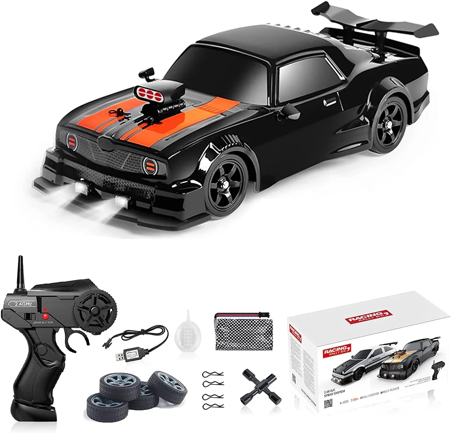 1/16 RC Car AE86 4x4 High-Speed RC Drift Cars 2.4G Remote Control Racing Vehicle 18km/h Waiting For Light Spray Toys for Boys