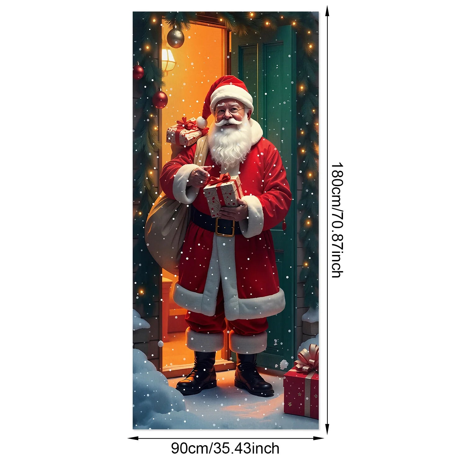 1pcs 2D Christmas Theme Door Cover Banner 2026 New Year Living room Decor Xmas Navidad Santa Snowman animals decor Favor Gift