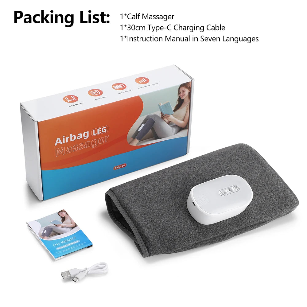 Blood Circulation Calf Massager with 4 Heat 8 Intensities Electric Airbag Compression Leg Massage Wrap Foot Muscle Relaxation