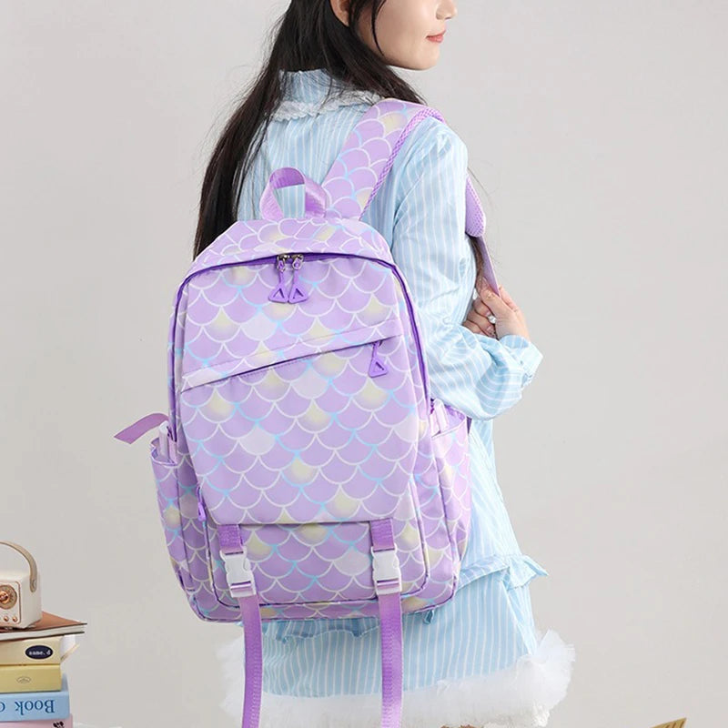 3Pcs Backpack Set Lilo Stitch Girl Kid Student Schoolbags Double Shoulder Bag Travel Pen Lunch Bag Kawaii Bookbag Laptop Bag Set