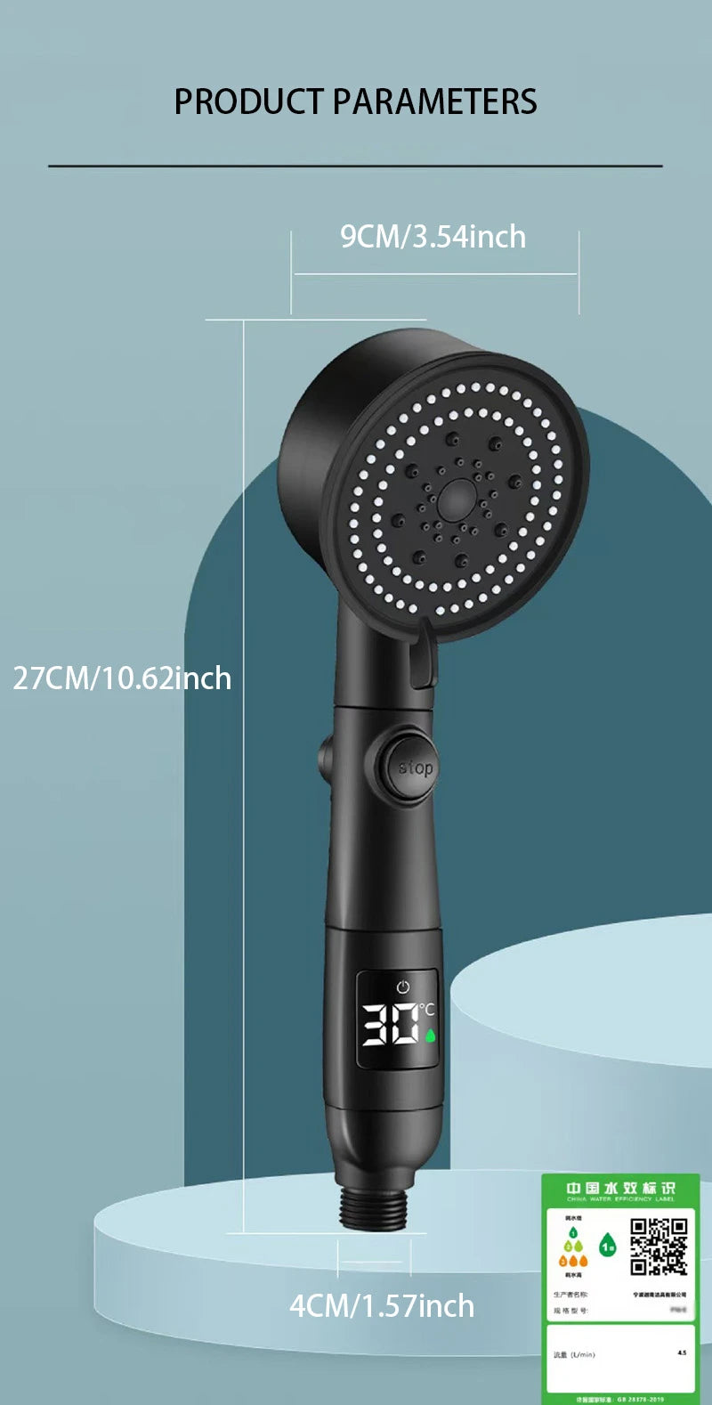 Xiaomi Water Temperature Digital Display Shower Head Turbo High pressure shower head  set household 5-Mode Bathroom Accessories