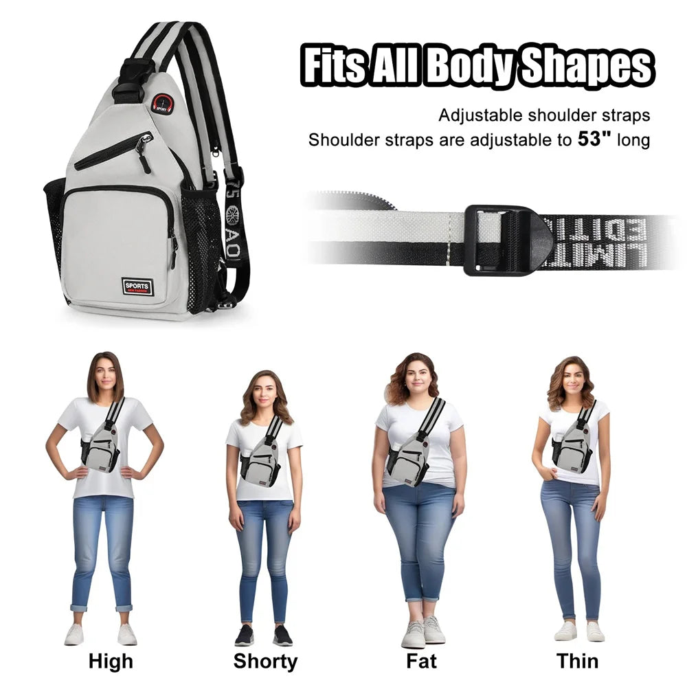 Women Chest Bags Adjustable Backpack and Single Shoulder Bag With Earphone Hole Girl Small Sports Travel Messenger Oxford Bag