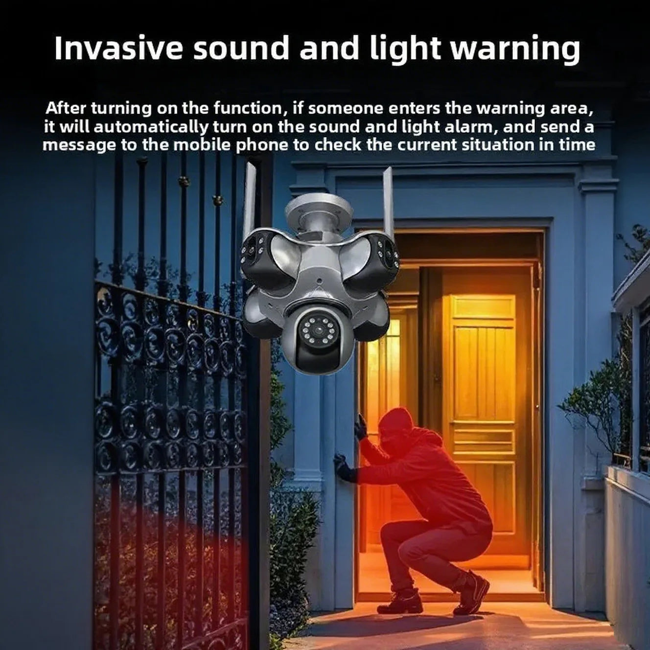 4K Wifi PTZ Panoramic Security Camera Outdoor 5 Lens 5  Screens Color night vision CCTV Wireless CCTV Video Surveillance Camera