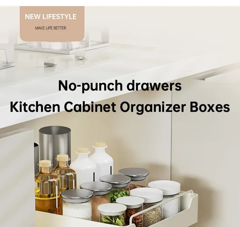 Pull Out Spice Rack Organizer with Smooth Slide Rails No Tools Required Kitchen Cabinet Storage Drawer for Maximum Space