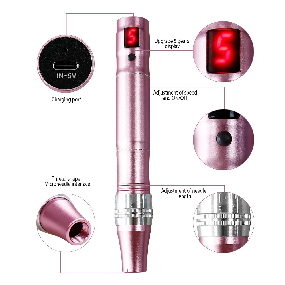 Electric Dr.imp Pen Wireless Dermapen Beuty Care Machine Mute Derma Pen Needle Cartridge Microneedling Tips Nano Micro Needles