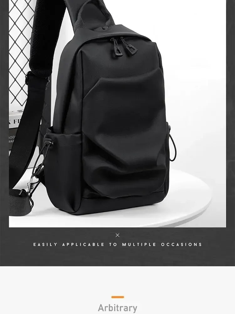 New Men's And Children's Chest Bag Waterproof Trend Simple Usb Charging Solid Color Multifunctional Messenger Bag Shoulder Bag