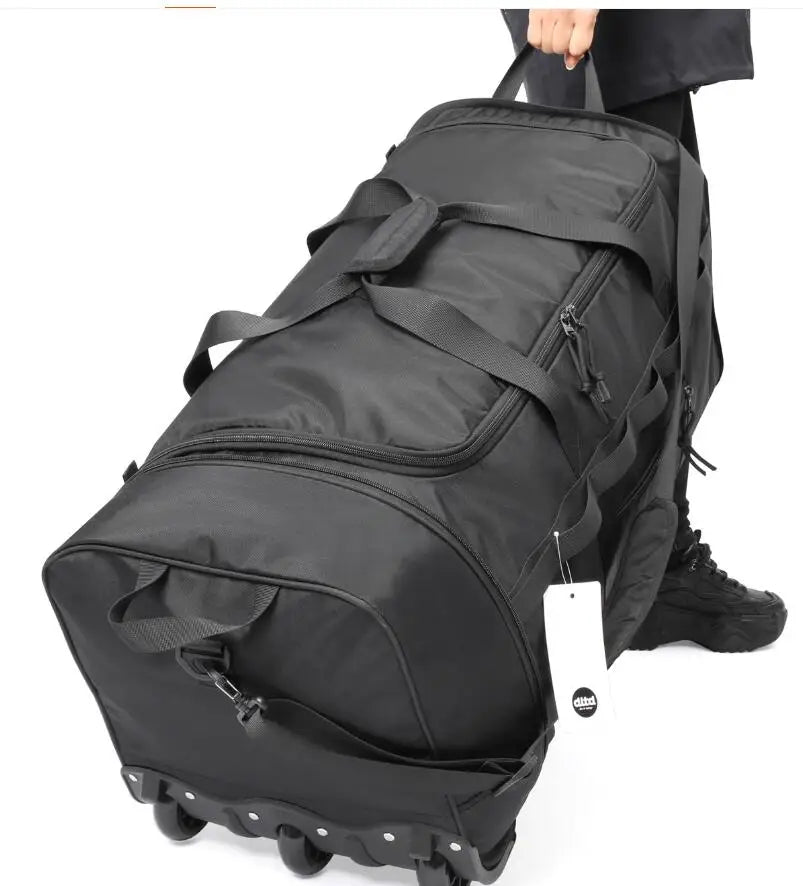 Large Capacity carry on hand Luggage Rolling duffel bag 90L wheeled Bag Home moving bags with wheels Travel trolley luggage bag