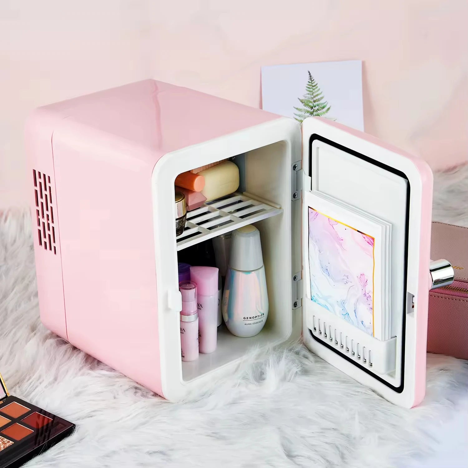 Mini Refrigerator for Cosmetics, Holds 4L Portable Fridge Cooler for Skincare,Cars, Offices,Dormitories Makeup Cooler