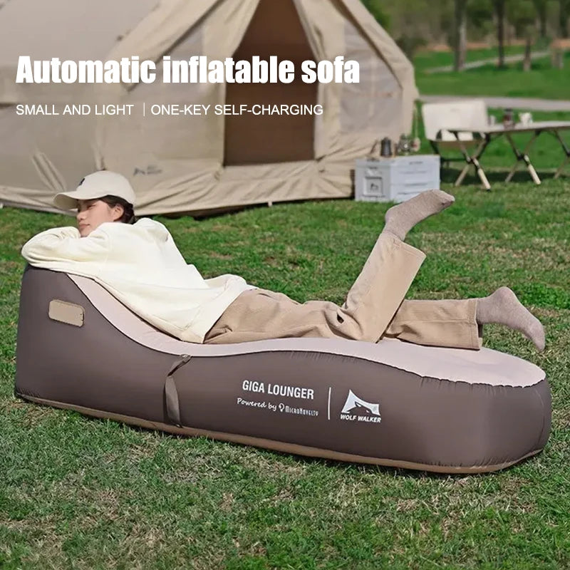 One Click Automatic Inflatable Chair, Outdoor Portable Camping Inflatable Sofa  USB Charging  Family Travel Lazy Air Cushion Bed
