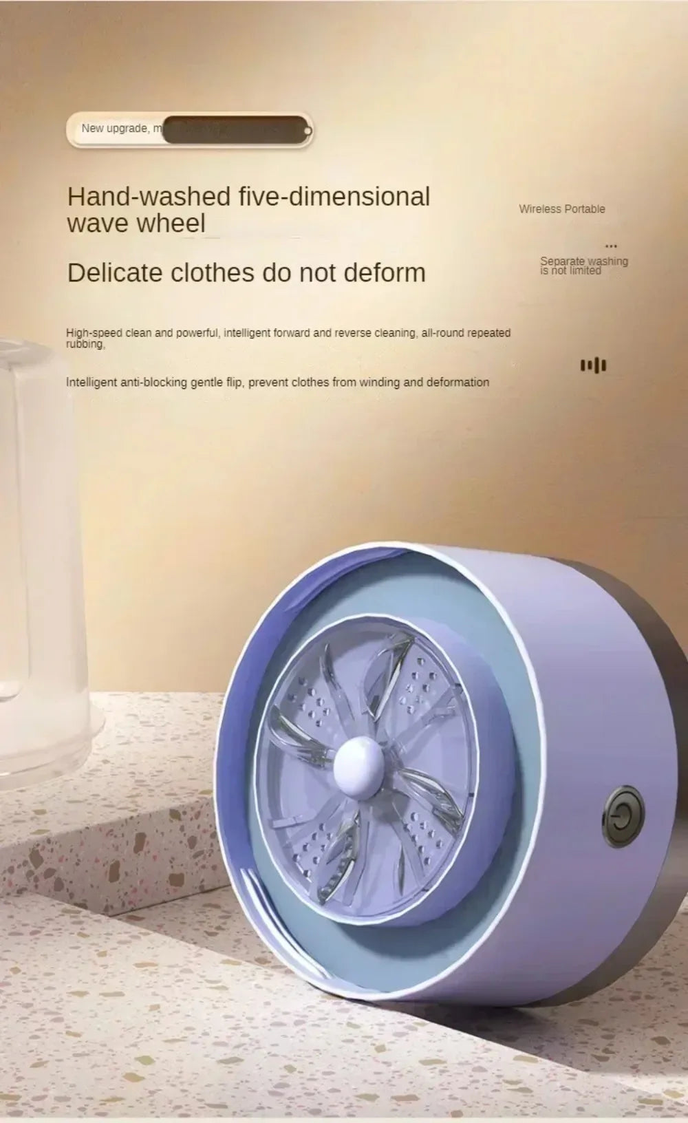 Mini Washer Underwear&Socks Washer Rechargeable Wireless Portable for Travel/Home/Dormitory with Laundry Cup Washing Machine