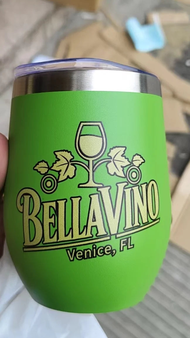 50pcs Custom 12oz double wall stainless steel wine tumbler insulated vacuum egg shape wine tumbler with sliding lids