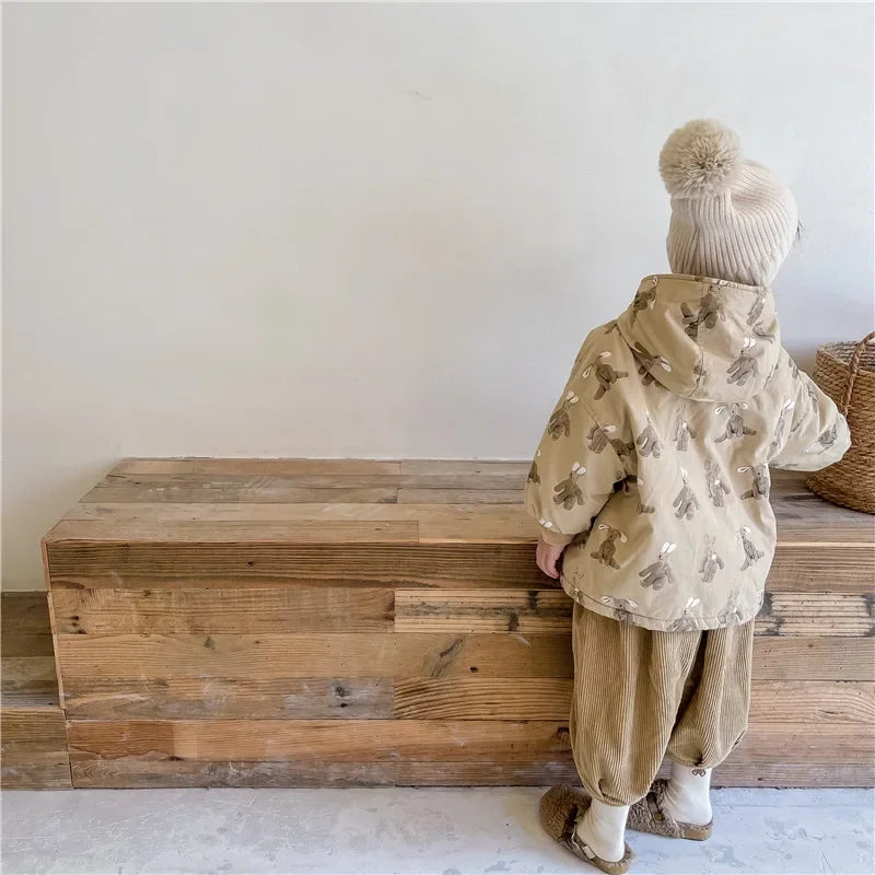 Children From 1 To 7 Years Outerwear Cartoon Kids Thick Padded Coat With Hood Korean Baby Clothing Girl Boy Jacket Warm Winter