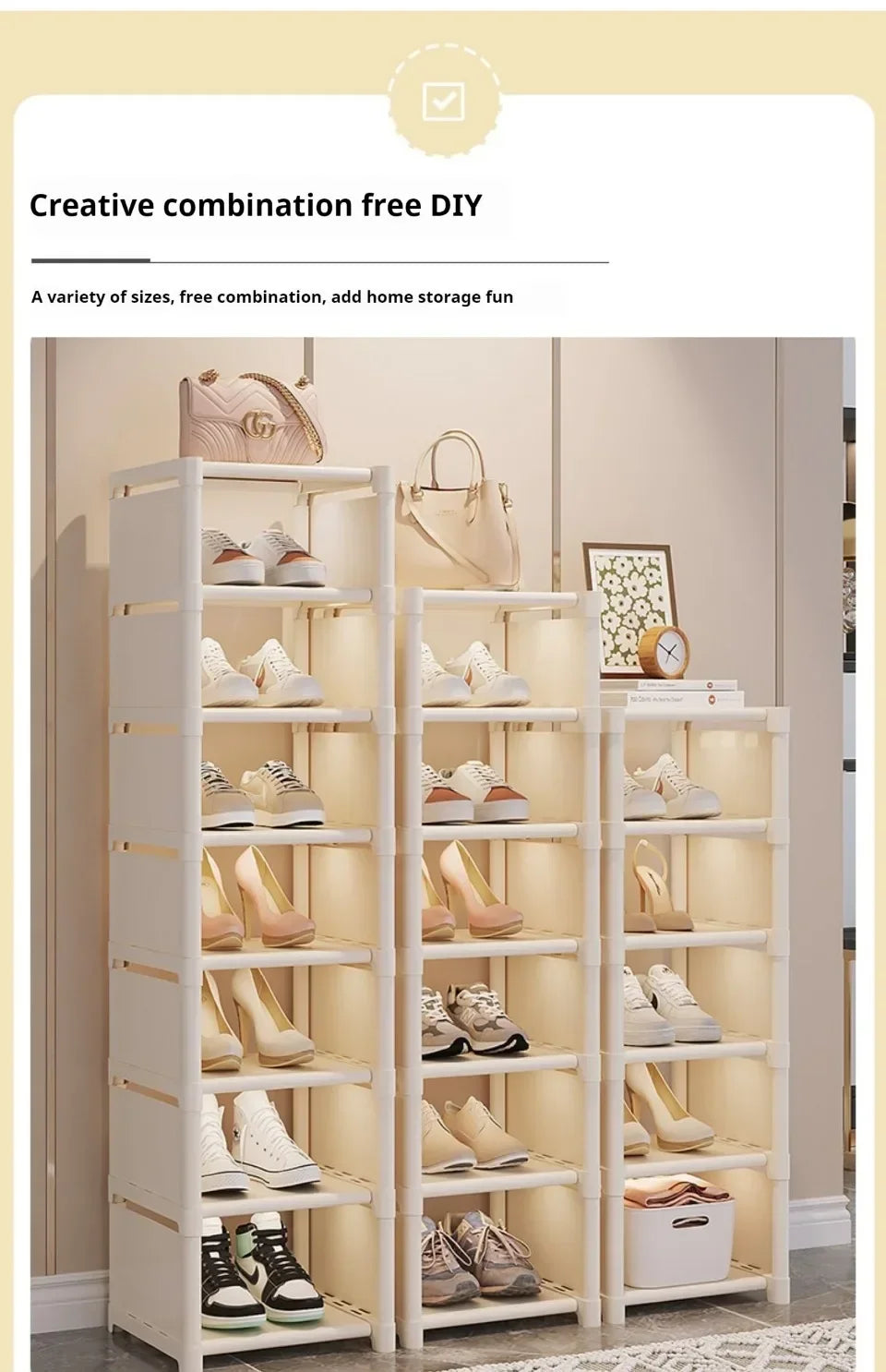 Multilayer Storage Cabinet for Doorway Shoe Shelf for Home Dustproof Shoe Organizer for Entryway Rental Apartment Easy Assembly