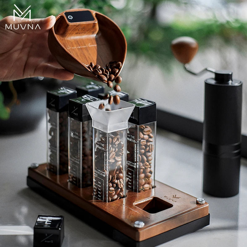 MUVNA Coffee Bean Weigher, espresso weighing display tray, Walnut hand brewing electronic scale / accurate to 0.1g Professional