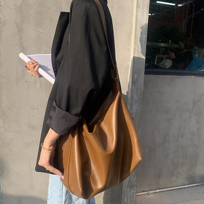 Vintage Pillow Design PU Leather Boston Handbag For Women Casual Large Capacity Shoulder Crossbody Bags Fashion Shopper Totes