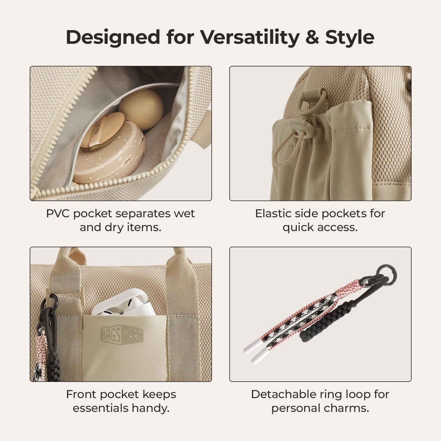 BAGSMART Boston Bag for Women Mini Duffel Shoulder Crossbody Bag Waterproof with Wet Pocket Gym Travel Daily Beach Weekender