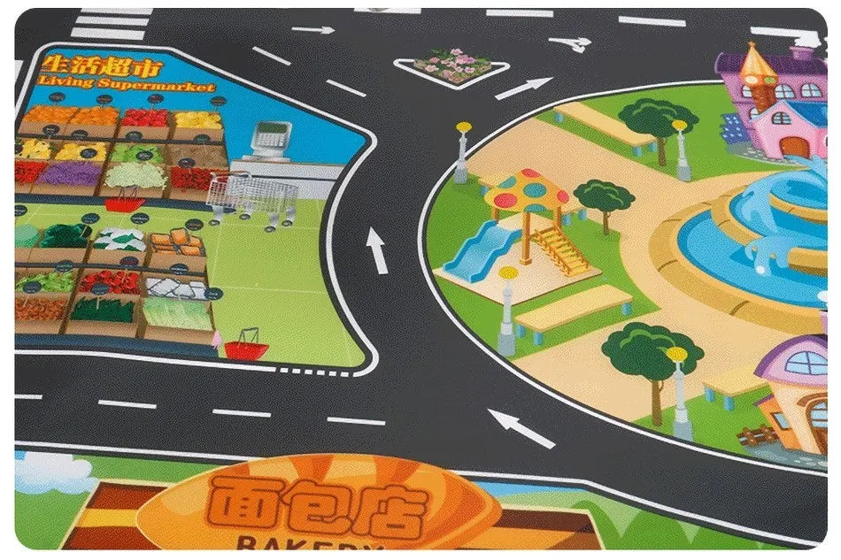 130*100cm Baby Crawling Mat for Children Cartoons Traffic Rug Indoor Toys City Road Carpet Kids Game Little Girl and Boy Playmat