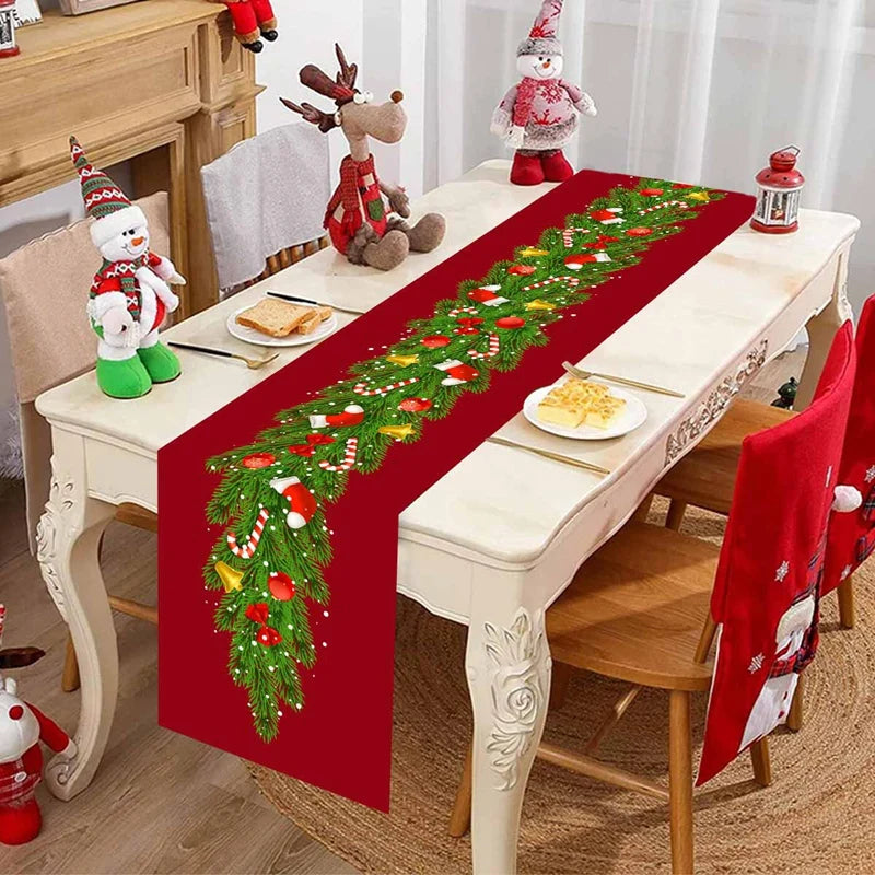 Christmas Table Runner Christmas Party Decoration 2025 Xmas Santa Claus Snowman Table Runner Navidad Natal New Year Gift 2026