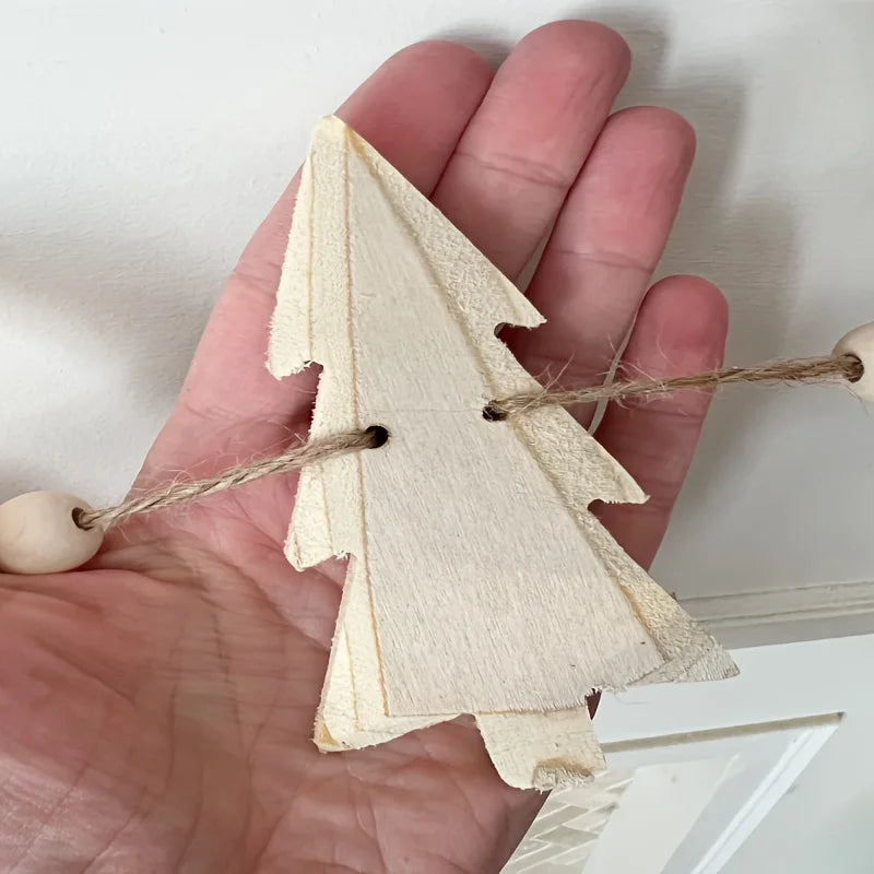 1Set Trees And Wooden Beads Perfect Combination Of Garland Winter Christmas Decoration Fireplace Decoration Wooden Garland