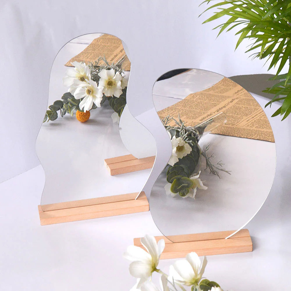 Acrylic Irregular Mirror for Home Decoration DIY Office Makeup Desktop Ornament Decoration Standing Mirror