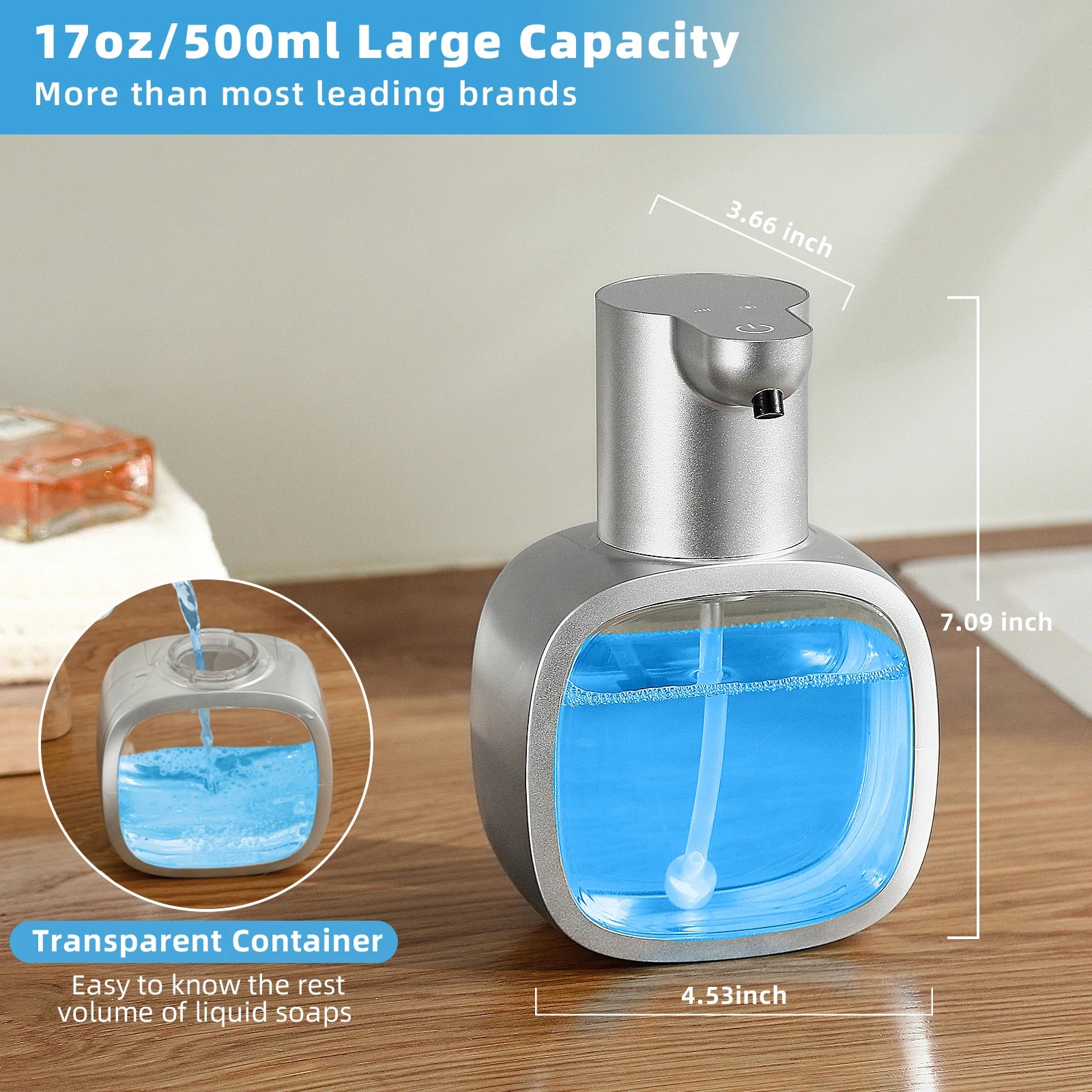 New Wall Mounted Automatic Soap Dispenser Foam Smart Hand Washing Machine 500ml Liquid Rechargeable Bathroom Induction Sensor