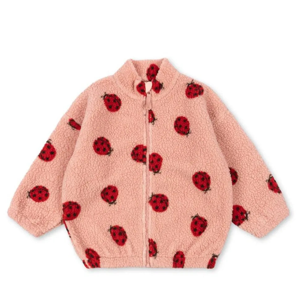 2025 KS Brand Winter Baby Girls Boys Lambswool Cherry Jackets Kids Clothes Boys Sequin Cartoon Outerwear Children's Coats 1-9Yrs