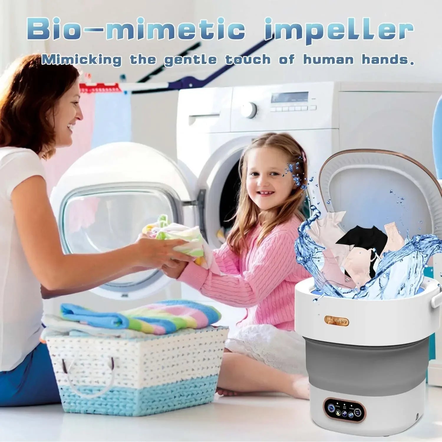 15L Portable Washing Machine Folding Large CapacityClothes Spin Dryer Bucket Travel Underwear Panties Socks Foldable Mini Washer