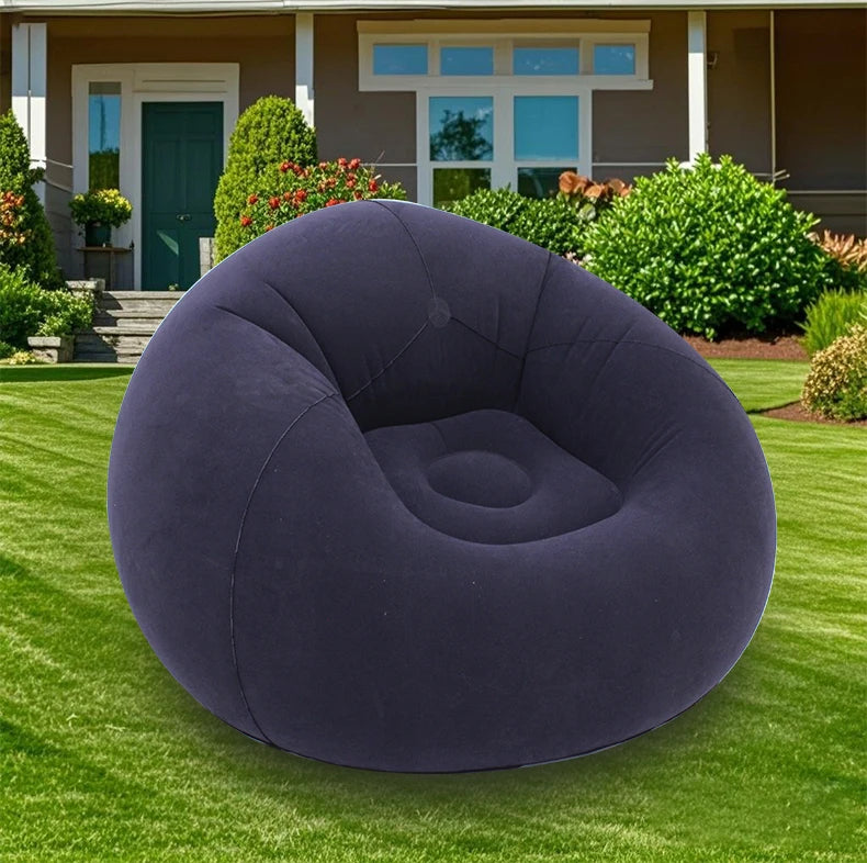 Lazy Inflatable Sofa Portable Foldable Pvc Flocking Single-Person Inflatable Sofa Lounger Seat for Outdoor Camping