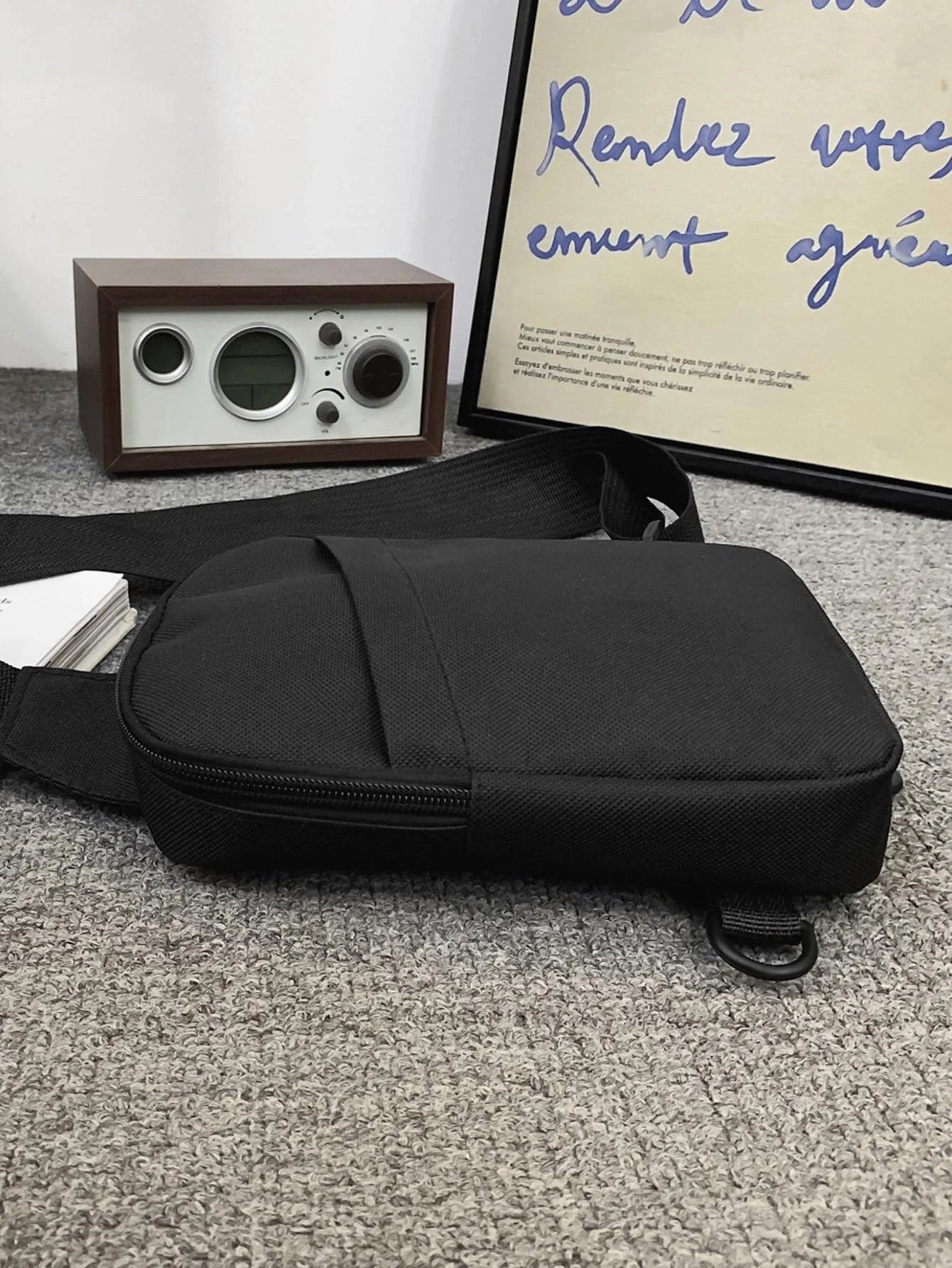 Mini Minimalist Sling Bag Black Messenger Bag Fashion Shoulder Bag Casual Chest Bag Backpack Variable Waist Bag Mobile Phone Bag