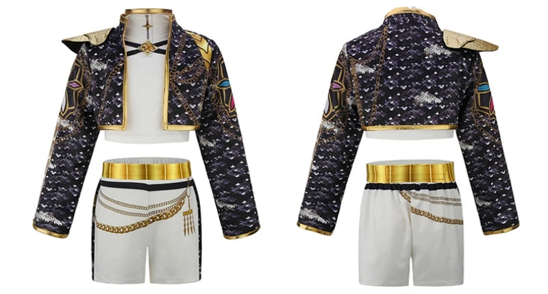 Girl Set 3pcs Demon Hunters Rumi Cosplay Costume Birthday Party Stage Performance Costume Halloween Carnival Kids Dress Up Set