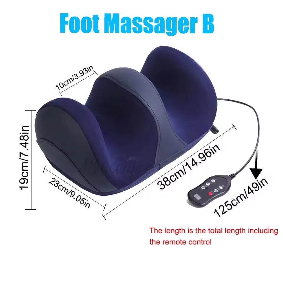 Super Big Electric Leg Massager Smart Heated Calf Massage Shiatsu Kneading Machine Roller Foot Muscle Remote Control Relaxation