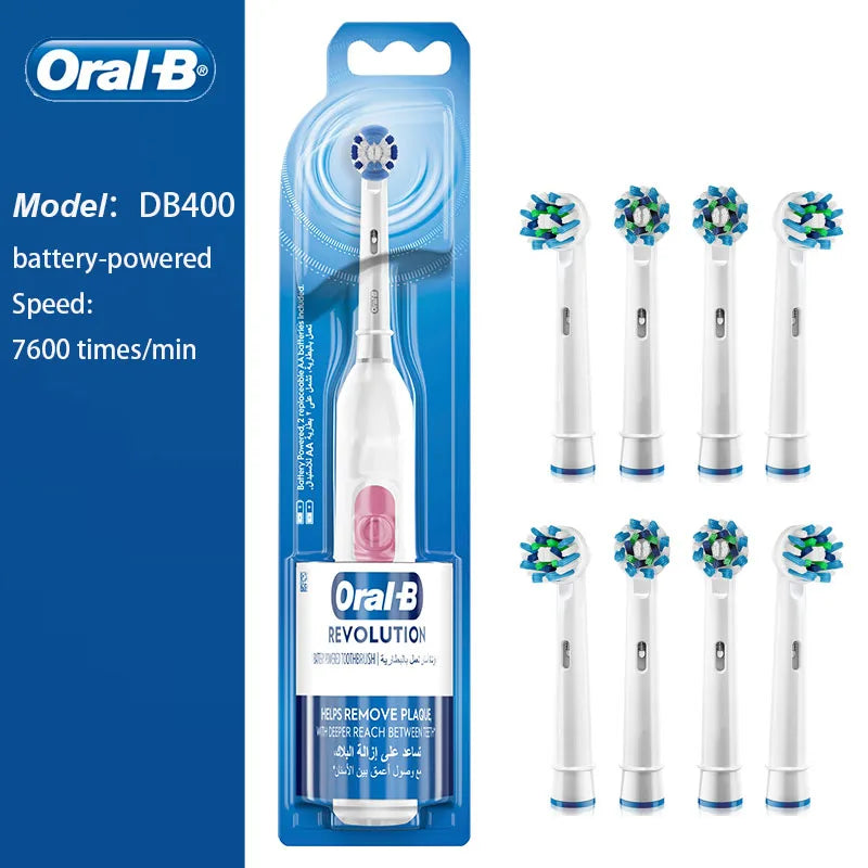 Oral B Rotation Electric Toothbrush AA Battery 7600 Rpm Cross Action Cleaning Teeth Tooth Brush with Brush Refills