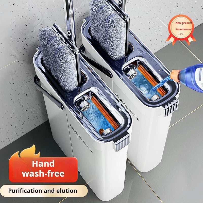 JOYBOS Spin Hand Free Flat Mop 33cm With Bucket Set Floor Cleaning Wet&Dry System Separation For Living Room Toilet Home Mops