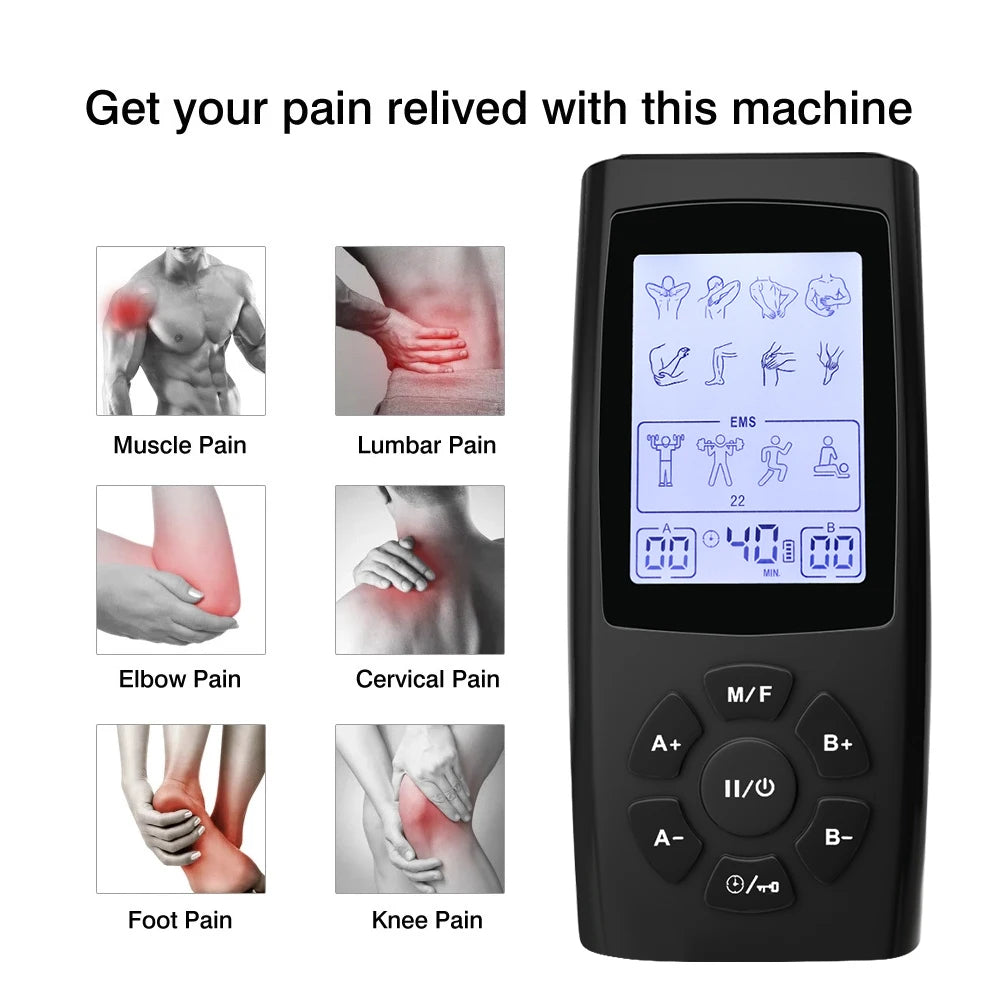 Tens Electroestimulador Pulse Acupuncture Massager 40 Levels EMS Muscle Stimulators Relaxation Medical Pain Relief with 10 Pads