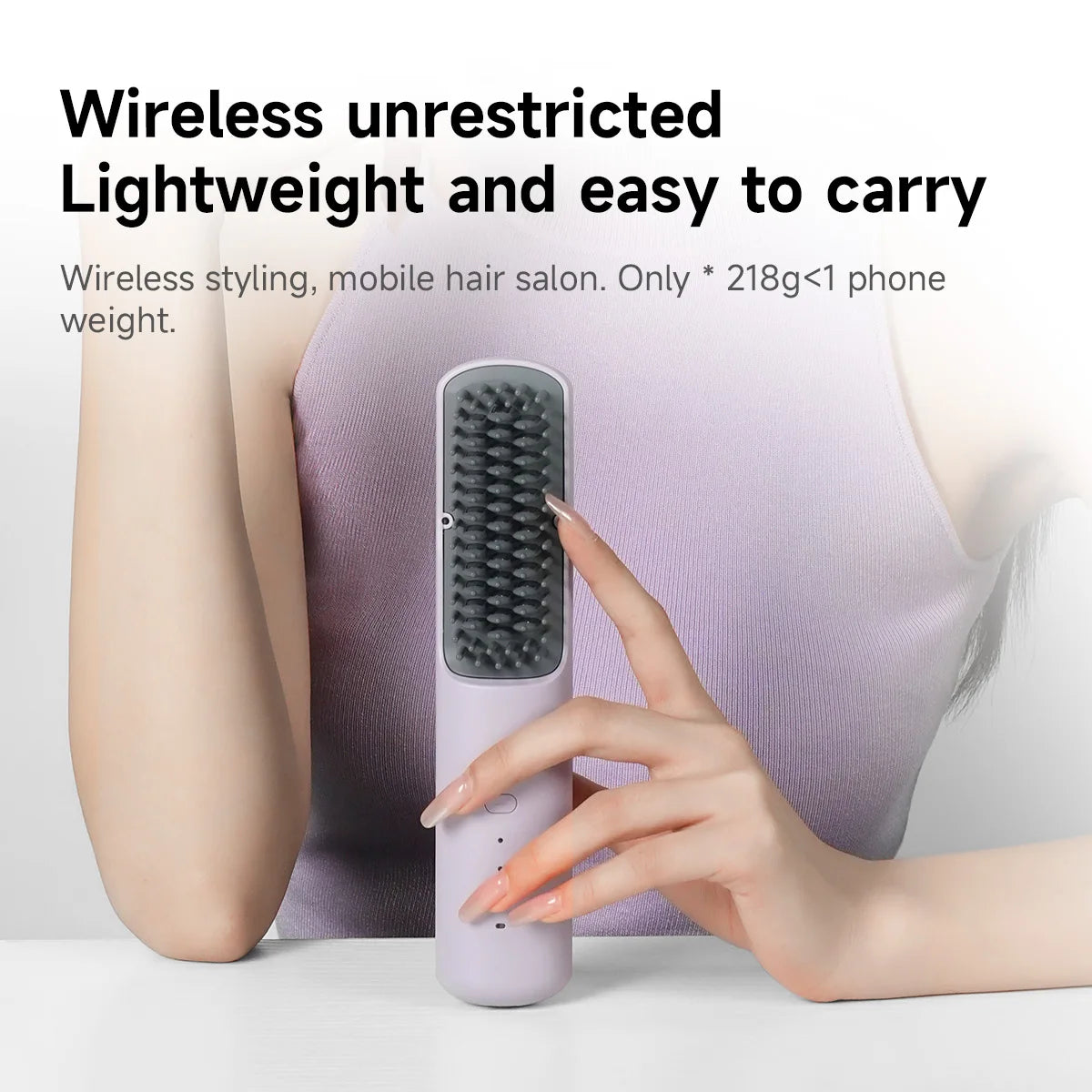 DOCOLAB Cordless 2-in-1 Straight Hair Comb & Curler Negative Ion USB Charging 30s Heat Up Travel-Friendly Styling Brush