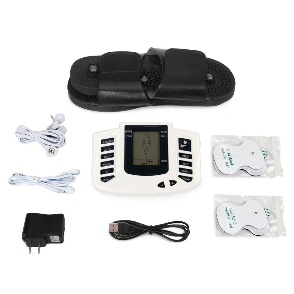 JR309 EMS Tens Massage Unit +16 Pads Russian Electrical Pulse Acupuncture Full Body Relax Muscle Massager Stimulator