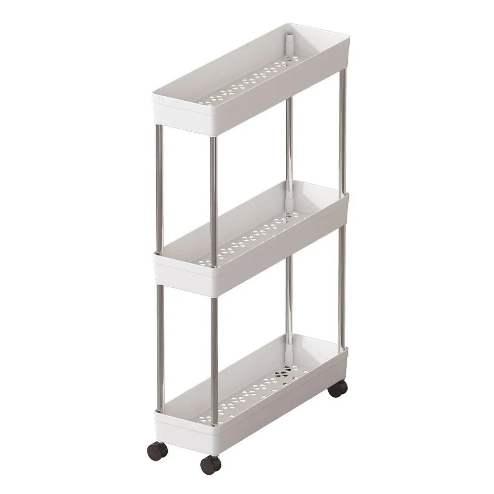 3/4 Tier Movable Gap Storage Rack Rolling Utility Cart Storage Shelf Kitchen Bathroom Slim Slide Organizer Shelf Livingroom