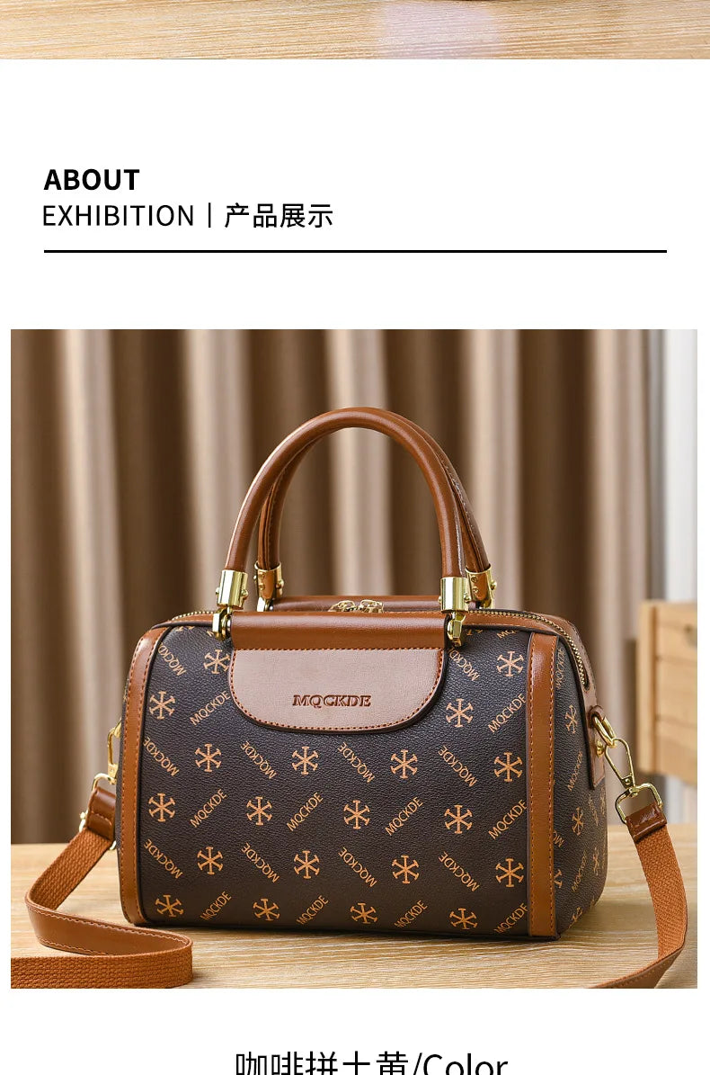 2024 Fashion New Boston Pillow Bag Soft Leather Women's Handbag Versatile Classic Shoulder Bag Large Capacity Crossbody Bag