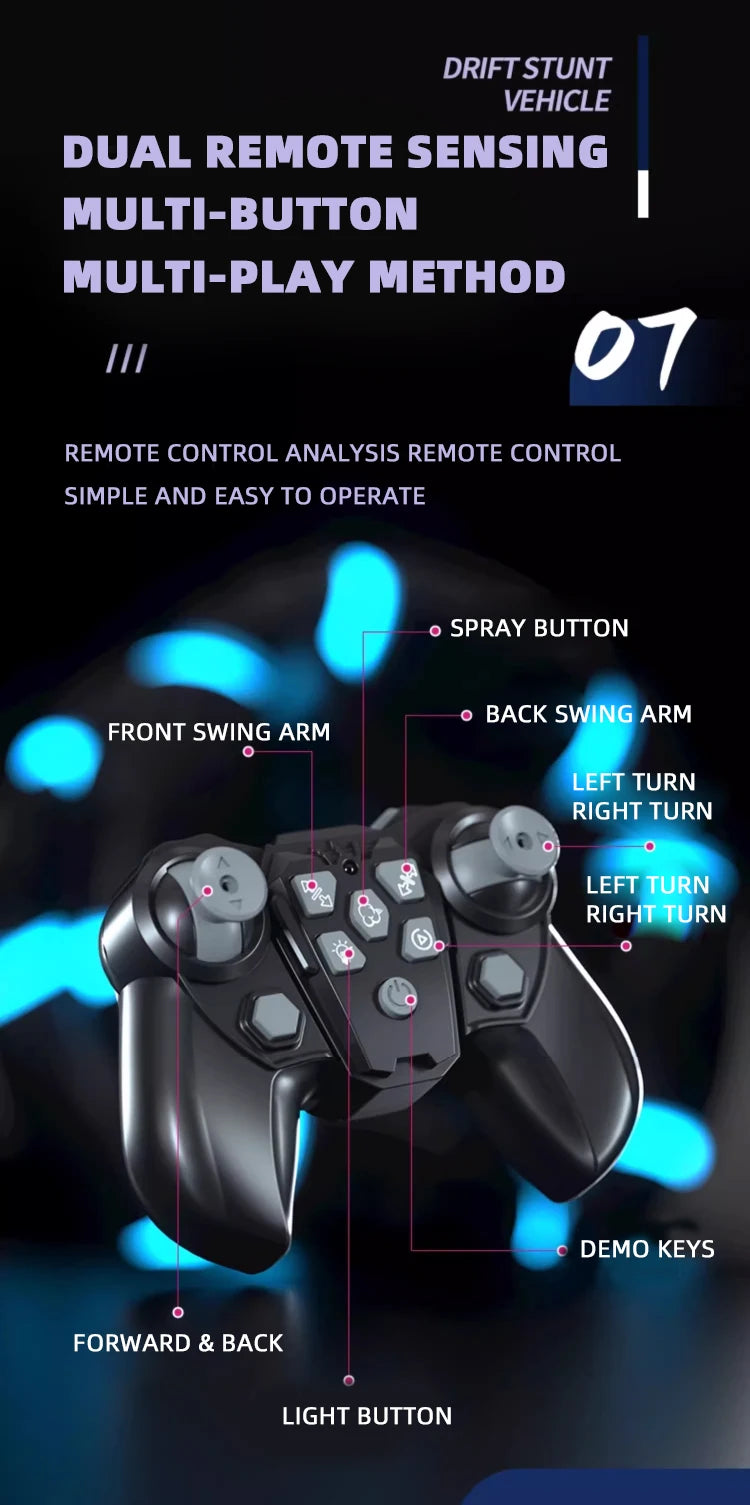 Children's Alloy Remote Control Car Morphing Six-Wheeled RC Off-Road Climbing Stunt Four-Wheel Drive Spray Drift Racing Car Toys