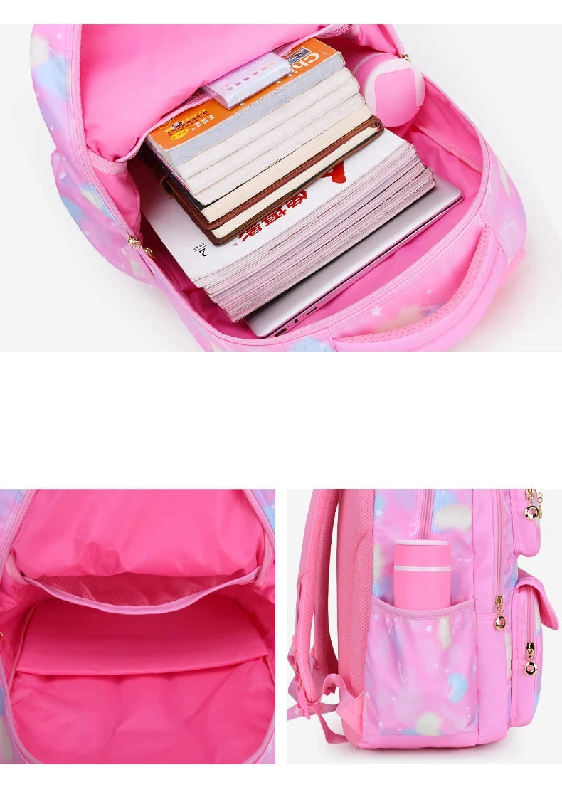 Children Girl Backpack School Bag Pink For Kid Child Teenage Schoolbag Primary Kawaii Cute Waterproof