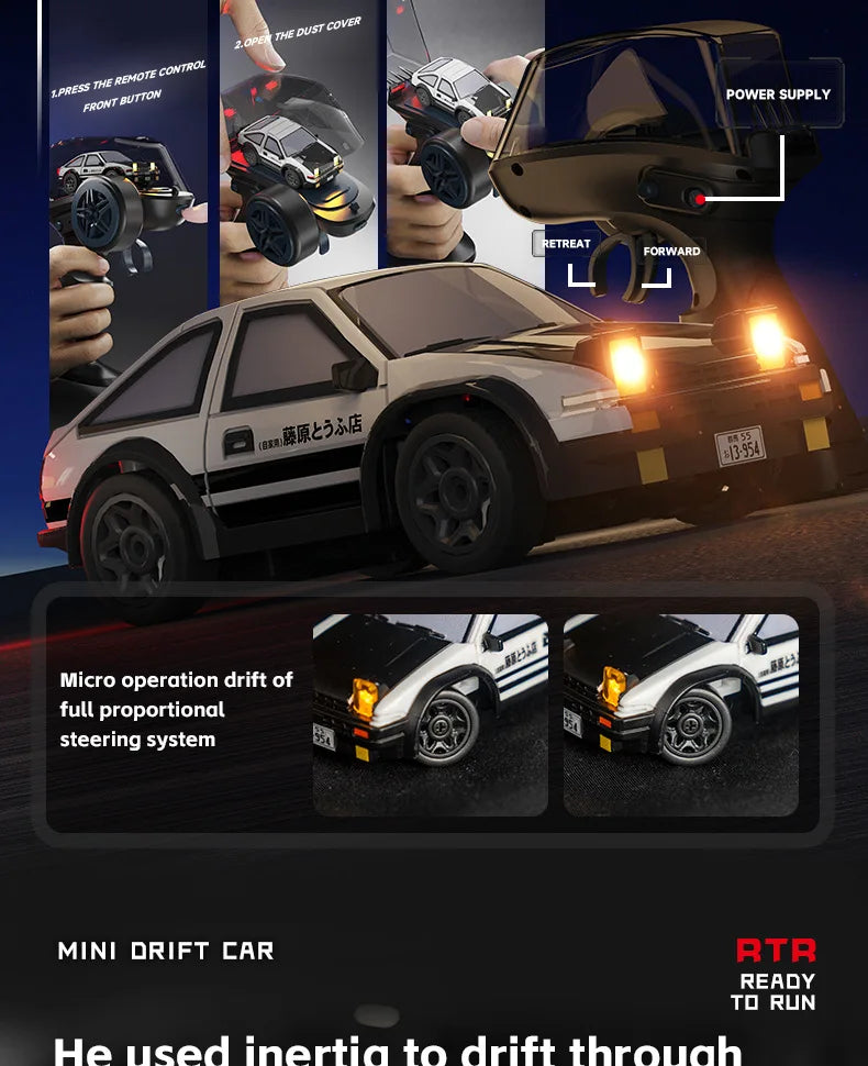 1:64 Desktop RC Drift Car 2.4G High-Speed Racing Car Four-Wheel Mini Desktop Remote Control Car Electric Toy for game party gift