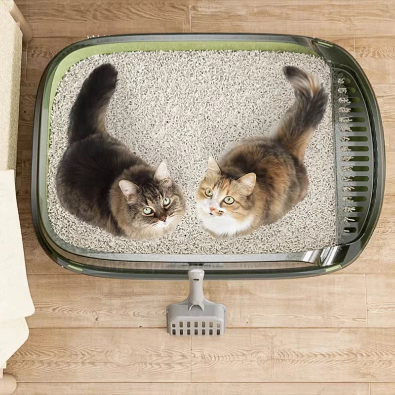 Cat Litter Box Large Capacity Semi-closed Plastic Anti-Splash Cats Toilet Bedpan Big Oversized Cat Tray Bedpan Cat Toilet Bowl