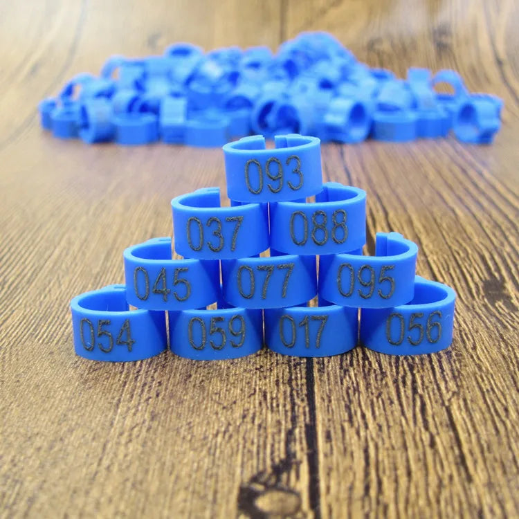 100pcs Bird Clip Ring ID 8mm Plastic Digital Markup Parrot Pigeons 10 Colors Marking Ring 8mm Bird Training Foot Ring 001-100