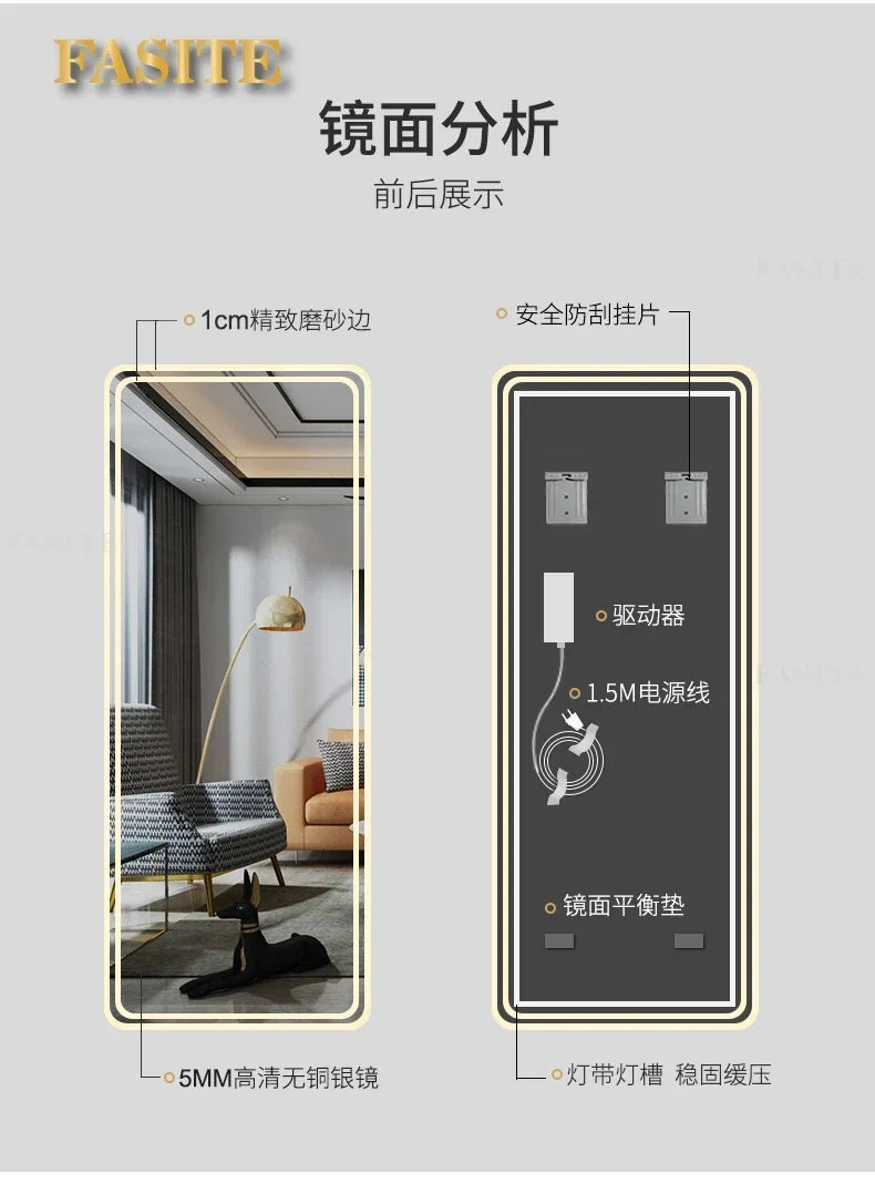 Bathroom Mirror Aestheti Full Length Hallway Large Floor Mirror Quality White Espelho Redondo Home Decorating Itemson sale