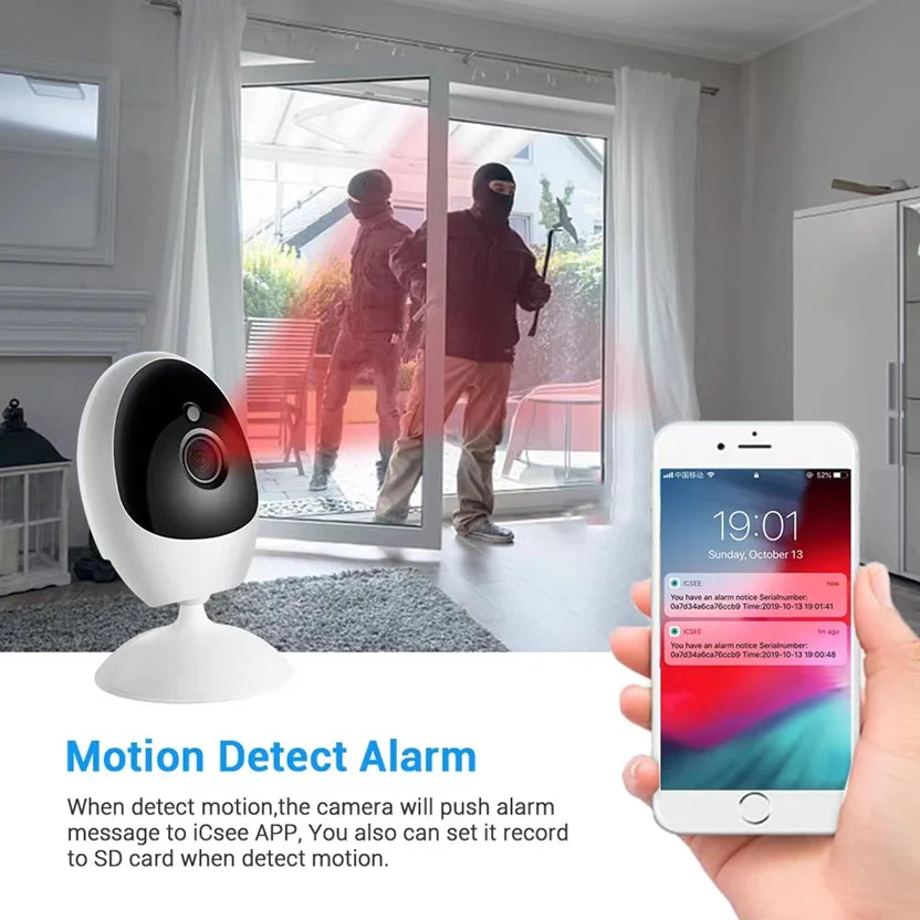 180 Degree Panoramic Camera Wide Angle 1.44mm Fisheye 1080P Indoor Two Way Audio Day and Night Vision ICSEE APP WiFi CCTV Camera