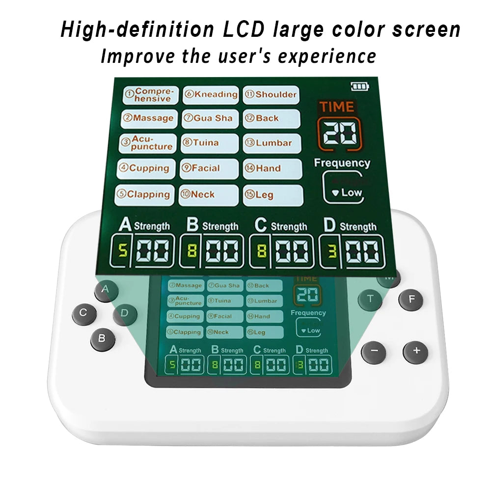 Electric 30 Levels Physiotherapy Machine 4 Output TENS Multifunctional Massager EMS Vibration Nerve Stimulator Relax 8pcs Pads