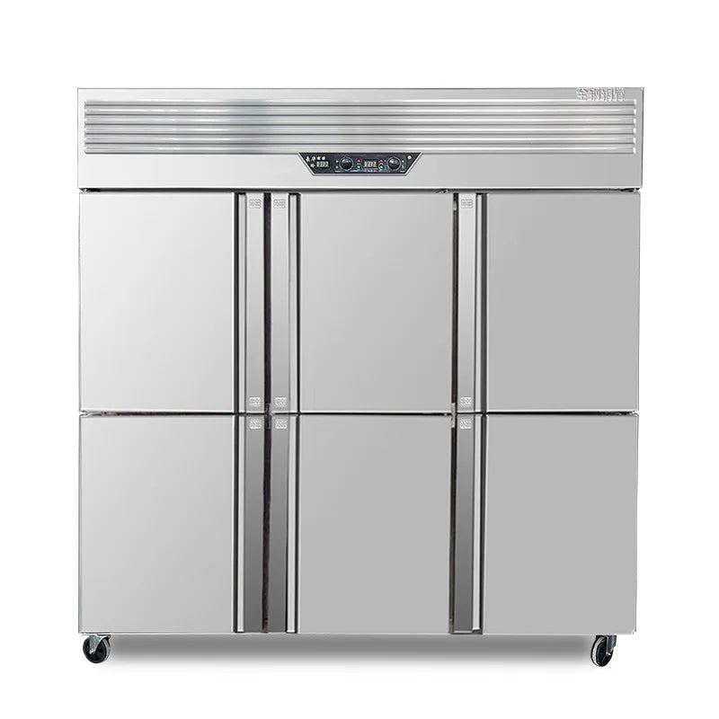 4-Door Commercial Freezer Refrigerator - Large Vertical Air Cooling Frozen Food Storage for Kitchen Restaurant